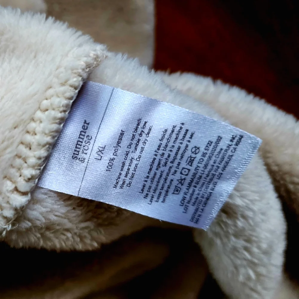 SUMMER & ROSE Plush Hooded Bathrobe /L-XL - Picture 6 of 8